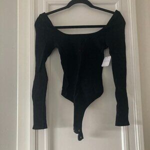 NWT Intimately Free People Outlines Long Sleeve Bodysuit Black Ribbed Sz XS/S